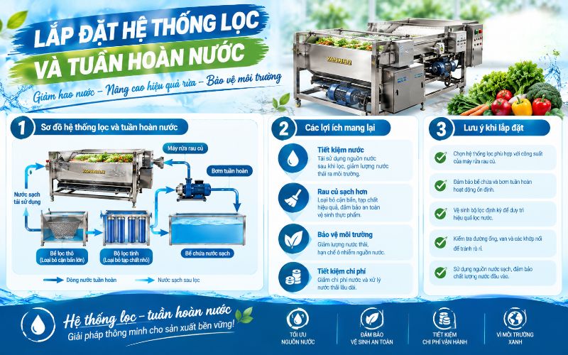 Lắp đặt hệ thống lọc và tuần hoàn nước 
